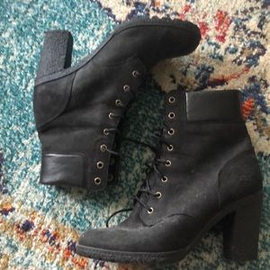 Black heeled timberlands